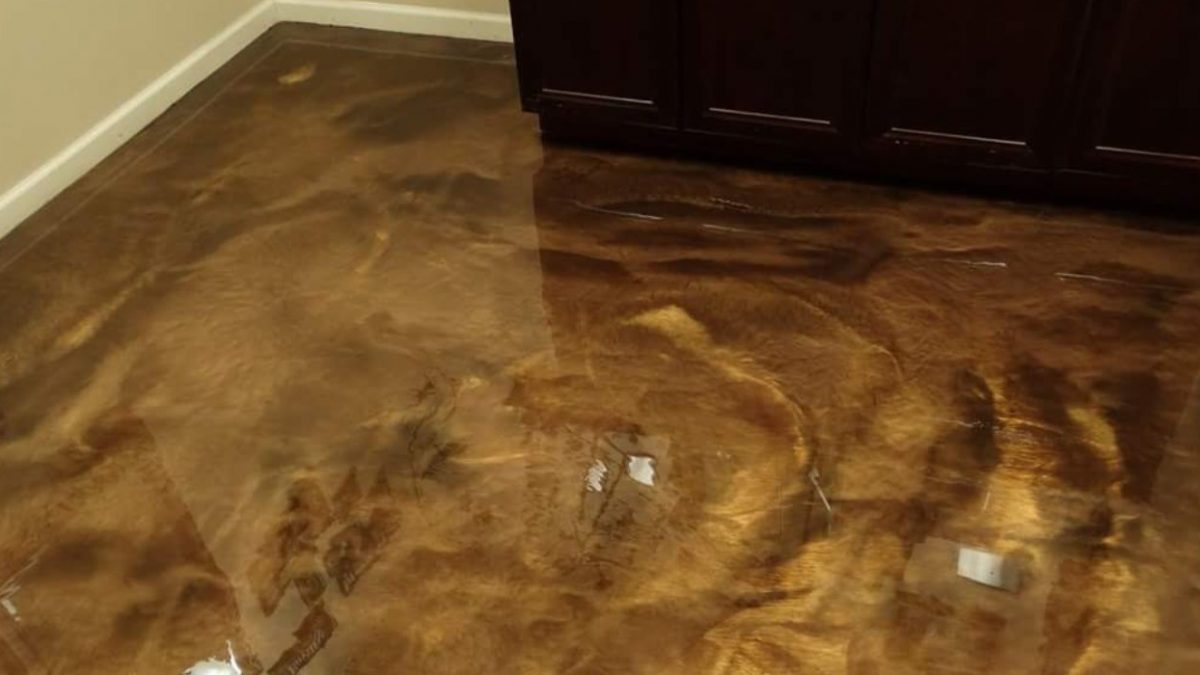 This image shows a brown metallic epoxy floor.
