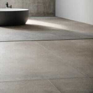 concrete coating This image shows a bathroom floor that was newly coated.