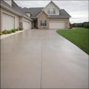 This image shows a driveway which was newly coated concrete.